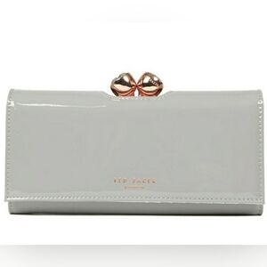 TED BAKER LONDON BOBBLE MATINEE PATENT LEATHER WALLET~GREY